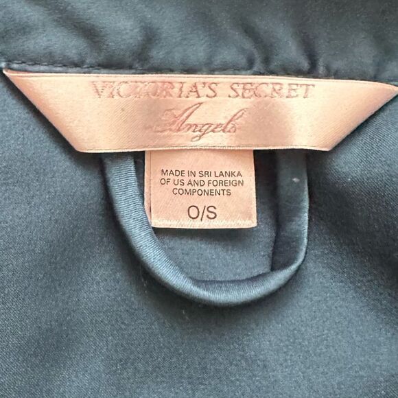 Victoria Secret Royal Dark Blue Satin Mini Sexy Flowy Robe - Picture 7 of 7